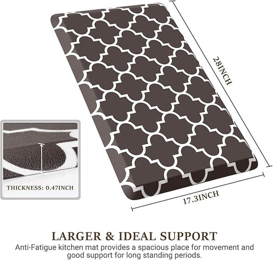 WISELIFE Kitchen Mat Cushioned Anti-Fatigue Rug,17.3"x 28",Non Slip Waterproof Kitchen Rugs Heavy Duty PVC Ergonomic Comfort Mat for Floor Home, Office, Sink, Laundry, Chocolate