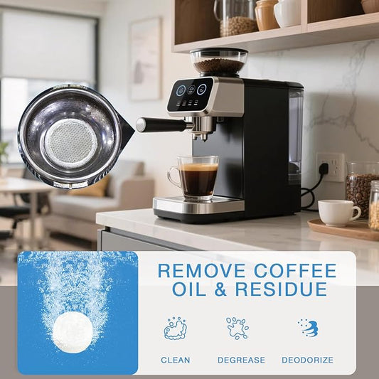 20 Count Coffee Machine Cleaning Tablets, Descaling, Backflush Oil,Limescale & Mineral Deposits Remover Tabs for Espresso Machine, Multi Cup, Pod, Single Serve