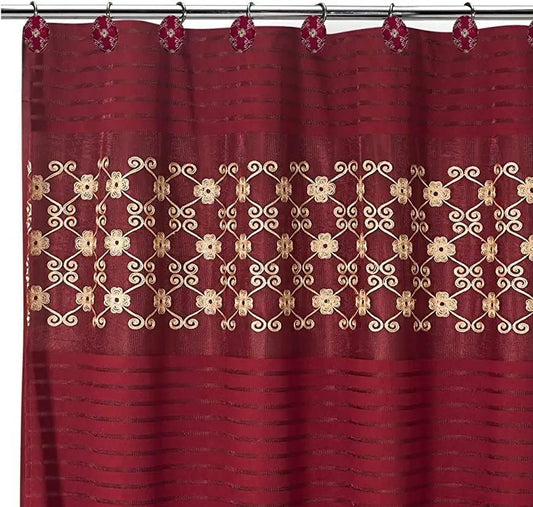 Zahari Home Elegant Rose Window Curtain Fabric Window Curtain for Bathroom Kitchen Living Room, 36" x 54" Each, Set of 2, Burgundy