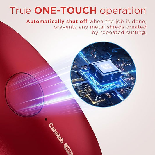 Canslab Ultrablade PRO Auto Stop USB Rechargeable Can Opener for Kitchen for Seniors with Arthritis, Long Battery Life, Handfree One Touch, Side Cut for Smooth Edge, Wall Mounted Small Size, Red