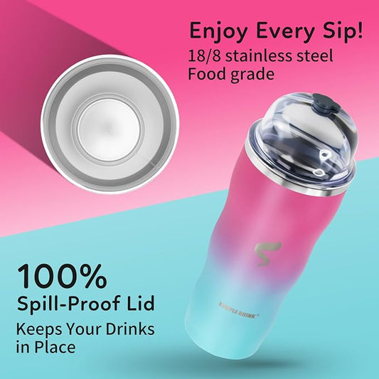 20Oz Insulated Tumbler With Straw And Lid, Stainless Steel Coffee Cup, Double Wall Vacuum Travel Mug,Spill proof Iced Coffee Tumbler, Beach tumbler, Green Red Tumbler