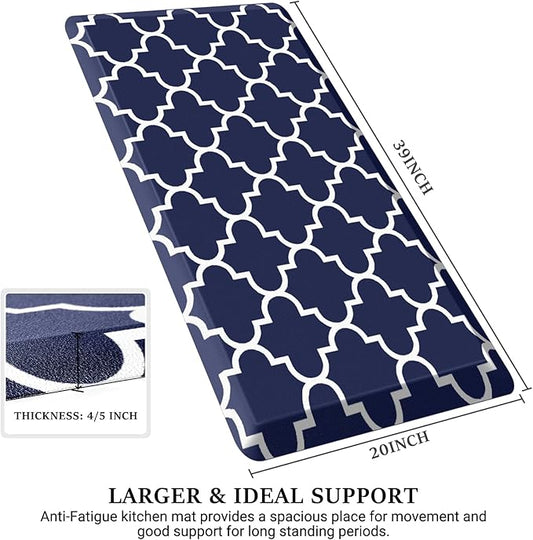 WISELIFE Anti Fatigue Floor Mat - 4/5 Inch Thick Kitchen Mat Non Slip Waterproof Heavy Duty Ergonomic Comfort Mat Durable for Home, Office, Sink, Laundry,(20" x 39", Blue)