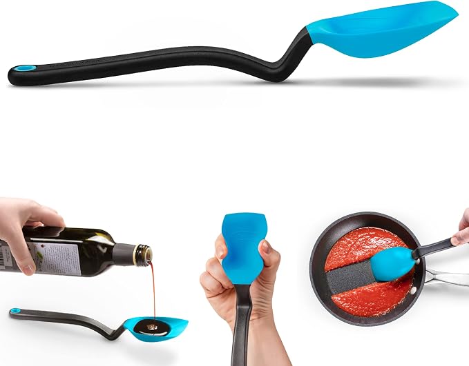Dreamfarm Supoon Non-Stick Sit-Up Silicone Scraping, Serving, Cooking Spoon Measures 5ml Tsp & 15ml Tbsp - 11" Dreamfarm Blue