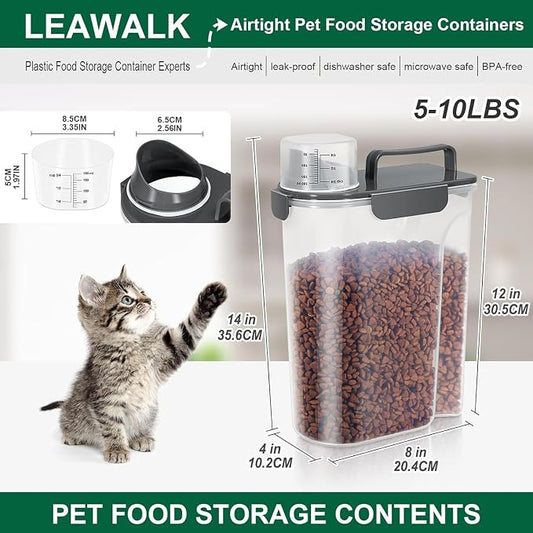 LEAWALK 5Lbs /6Qt/5L Airtight Cat Dog Food Storage Container with Upgraded Large Nozzle BPA-Free, Pet Food Storage Containers for Rice, Grain, Pet Food, Flour, Dog Treat Storage-2 Pack (Pink & Black)