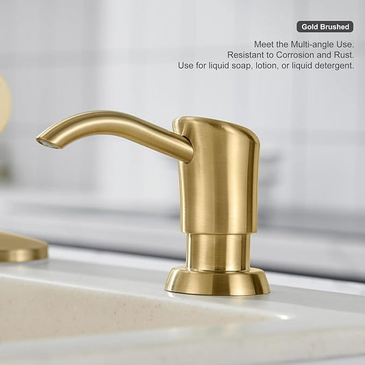 GAGALIFE Built in Counter Soap Dispenser for Kitchen Sink and Soap Dispenser Extension Tube, Anti-Leakage Upgrade with 40" Soap Tube No More Top Refill, Brushed Gold
