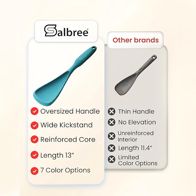 Silicone Spoon Spatula for Cooking - Multifunction Scoop Spatula Spoonula - Heat Resistant Cooking Spoon for Nonstick Cookware - Large Silicone Kitchen Spoon - Seamless Design (Teal/Khaki,2pcs)