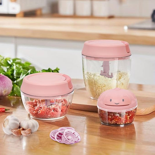 Manual Food Chopper Vegetable Cutter Onions Cutter Garlic Dicer Grinder Veggie Chopper with Container 500ML