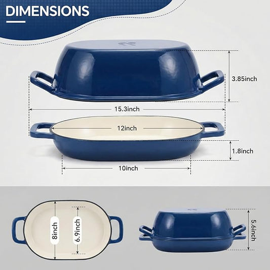 Northriver Casting Enameled Cast Iron Oval Dutch Oven for Bread Baking๏ผ12"x8" Bread Pot with Lid๏ผIdeal for Sourdough, Artisan Loaves & Family Meals๏ผ5 Qt