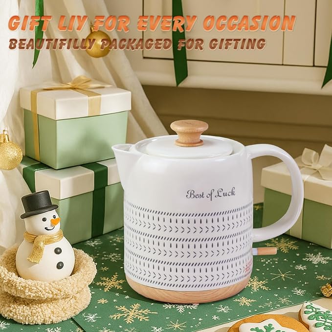 Ceramic Electric Kettle 1 Quarts, Hot Water Boiler Electric Kettles, Tea Pot with LED Light, Boil Dry Protection, Short Spout 1000W Fast Boil, Automatic Shut-off