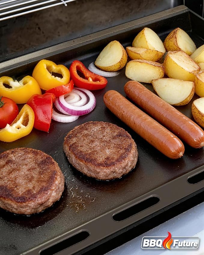 Full Size Griddle Insert with Handles for Weber Spirit 400 Series(2025 Models), Flat Top Grill Insert Replacement Parts for Weber Spirit E425 S425 E435 EP425 EP435(2025), Non-stick Carbon Steel, Black