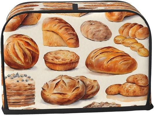 Modern Watercolor Bread 2 Slice Toaster Cover, Dustproof, Fingerprint Protection, Kitchen Appliance Cover, Toaster Bag