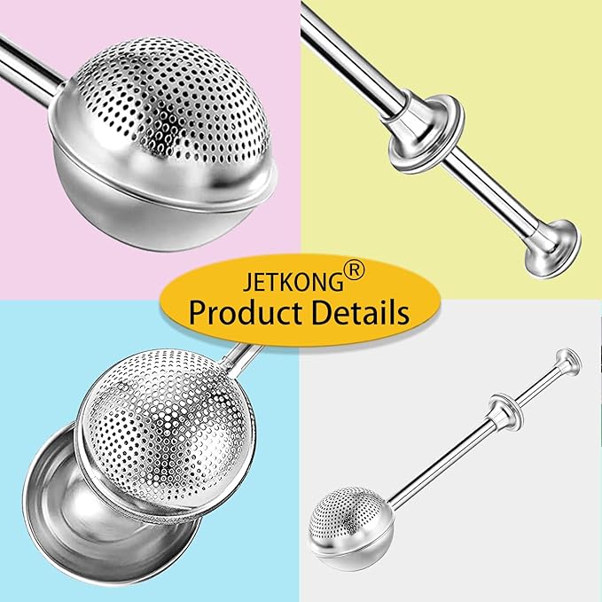 JETKONG Powdered Sugar Shaker Duster Flour Dispenser Shaker with 18/8 Stainless Steel Spring-operated Handle for Sugar Flour and Spices