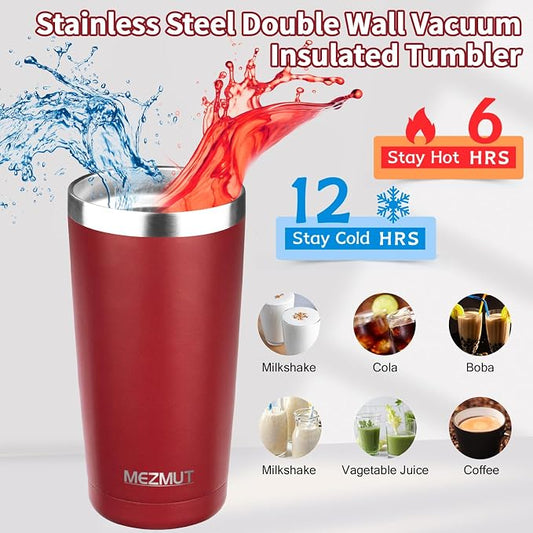 MEZMUT 20oz Tumbler Coffee Travel Mug with Lid and Straw, 6 Pack Stainless Steel Double Wall Vacuum Spill Proof Insulated Tumbler, Hot or Iced Coffee Cups for Drinks (6Pcs, Mixed1)