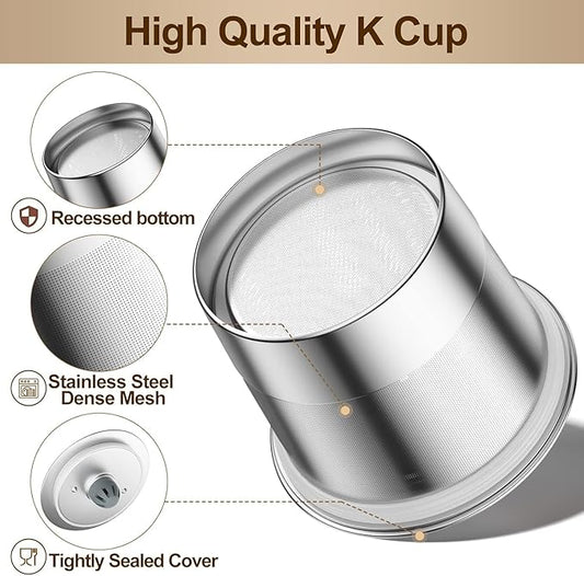 RETHONE Reusable K Cups for Keurig:Refillable K Cups Coffee Pods for Keurig 1.0 & 2.0 Coffee Machine,Stainless Steel Coffee Filters-SUS 304, Easy to Clean,Lid-Body Tight Seal