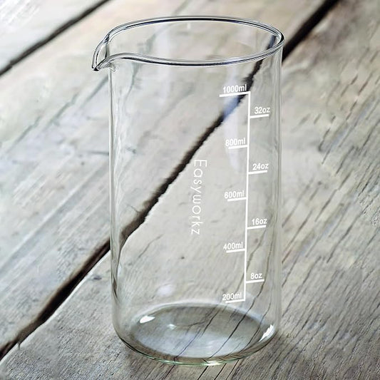 Easyworkz Borosilicate Glass Replacement Beaker for 34oz French Press Coffee Maker