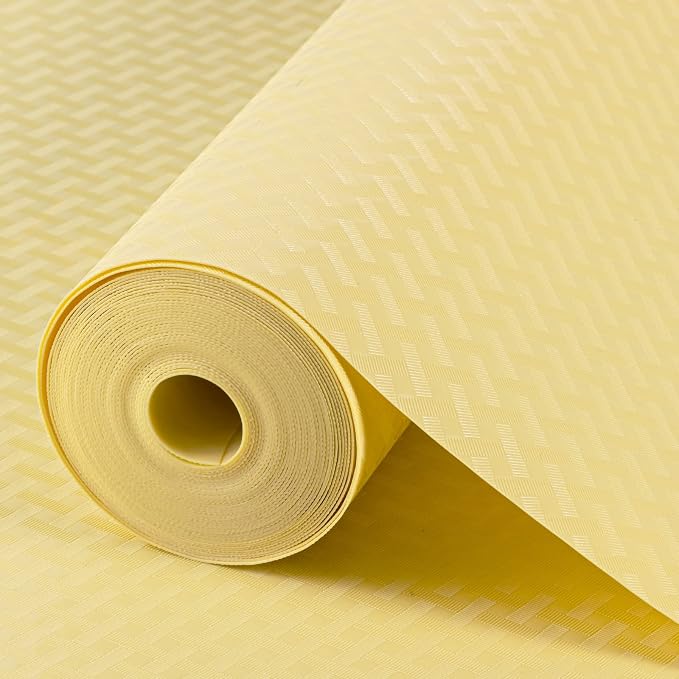 Shelf Liners for Kitchen Cabinets Refrigerator Liners Waterproof Kitchen Cupboard Liner Non Adhesive Drawer Mats EVA Material Fridge Liner for Shelves - Yellow Beige 17.5 x 393.7 Inches