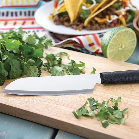 Rada Cutlery 3-Piece Cook's, Cook's Utility, and Super Parer Knives with Quick Edge Sharpener, Stainless Steel Blades, Black Handle