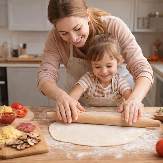 Wooden Rolling Pin for Baking Beech Wood French Rolling Pin Tapered Rolling Pin for Fondant Pie Crust Cookie Pastry Pizza Bread Non Stick Dough Roller 15.75-Inch
