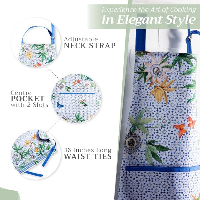 Maison d' Hermine 100% Cotton Apron for women with Pocket Kitchen Chef Apron for Men Cooking Spring Summer