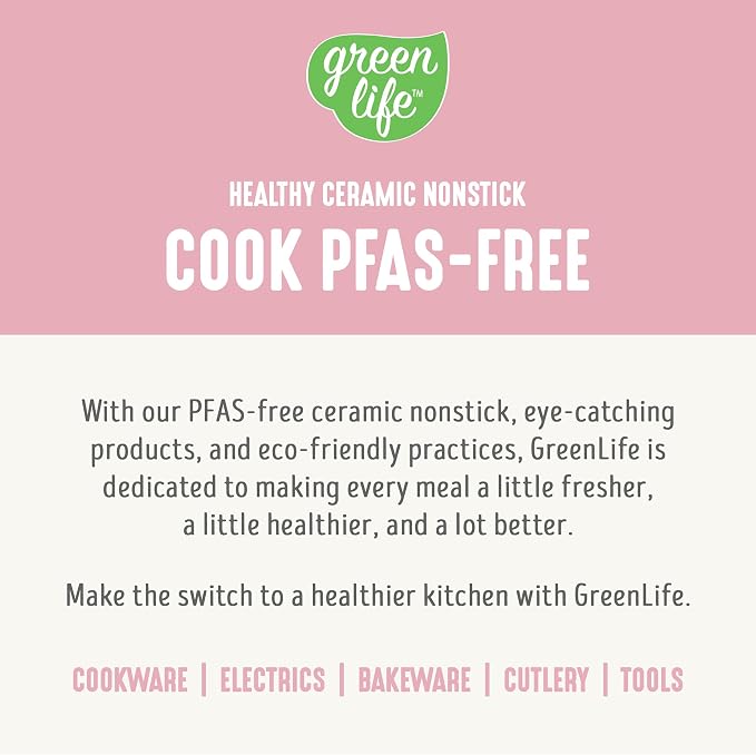 GreenLife 8QT Slow Cooker, Non-Toxic PFAS-Free Ceramic Nonstick Removable Interior Bowl, Programmable, Family Friendly, Keep Warm, Stovetop & Oven Safe, Dishwasher Safe Crock, Timer, Glass Lid, Pink