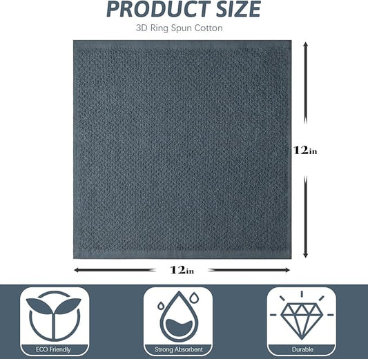 Niallant 4PCS Cotton Terry Dish Rags, Quick Drying Dish Cloths, Kitchen Towels, Grey, 12x12in