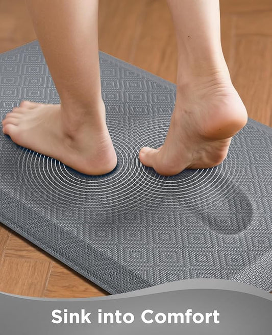Ophanie Kitchen mats for Floor, 3/4 inch Thick, Kitchen Rugs, 20x39 Anti Fatigue Standing Cushioned Mat, Waterproof, Comfort Ergonomic mat for Office, Home, Sink, Grey Non-Slip Bottom