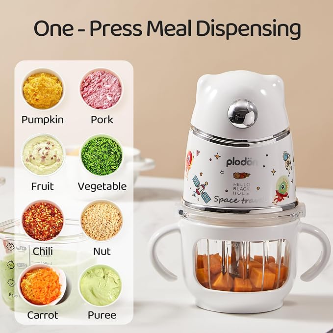 Baby Food Maker, 10oz Glass Baby Puree Blender with Cup Sleeve for Fruit,Vegatable&Meat, 316 Stainless Steel 8-Blade Mini Baby Food Processor with Brush,Strainer Plate&Spatula, Silver (35000RPM)
