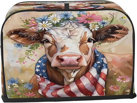 4 Slice Animal Highland Cow Toaster Cover Waterproof Dust Fingerprint Bread Machine Cover Washable Kitchen Appliance Protector For Home Kitchen Bakeware Table Decor Women Gifts