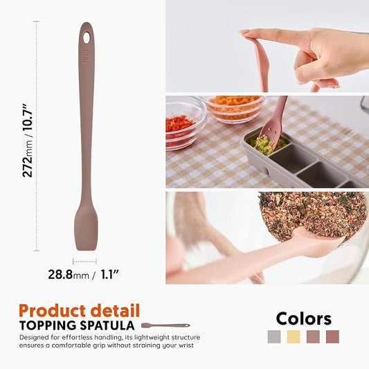 Platinum Silicone Topping Spatula for Cooking – BPA Free Heat Resistant Cooking Utensils for Non Stick Pans – One-Piece Spoonula for Baking, Mixing & More – Kitchen Scraper 10.7” Brown
