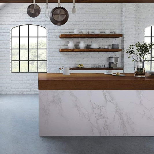 practicalWs Marble Wallpaper Granite White and Gray Wall Paper Roll 35.4" x 118" Kitchen Countertops Cabinet Furniture is Renovated Thick Vinyl Easy to Remove Without Leaving Glue Upgrade
