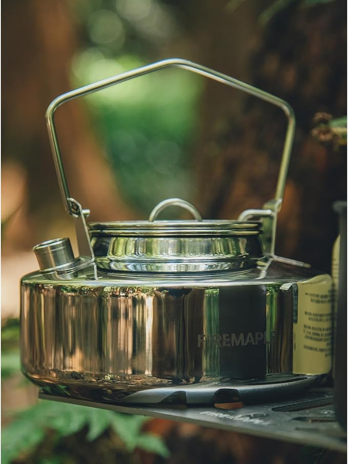 Fire-Maple Antarcti Portable 0.6 Liter Lightweight Stainless Steel Camping Kettle | Durable and Portable Camp Tea Pot | Ideal for Bushcraft and Outdoor Campfire Use