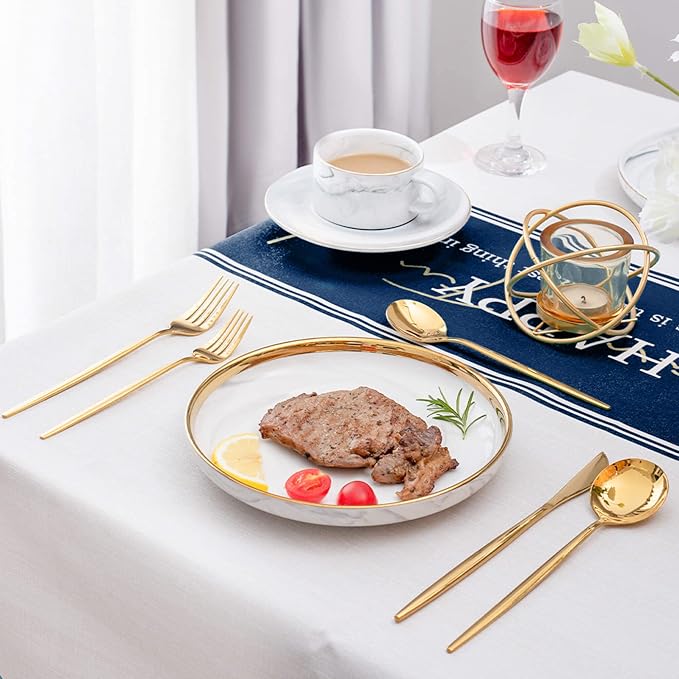 40 Piece Gold Silverware Set,Stainless Steel Flatware Cutlery Set Service for 8 Including Forks Spoons Knives,Kitchen Utensil Set,Tableware for Home and Restaurant, Dishwasher Safe