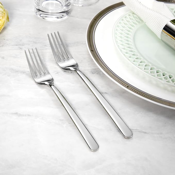 KEAWELL Premium Aline Silverware Set, 20-Piece Mirror-Polished 18/10 Stainless Steel Flatware, Dishwasher Safe for Refined Dining and Entertaining (20, Silver)