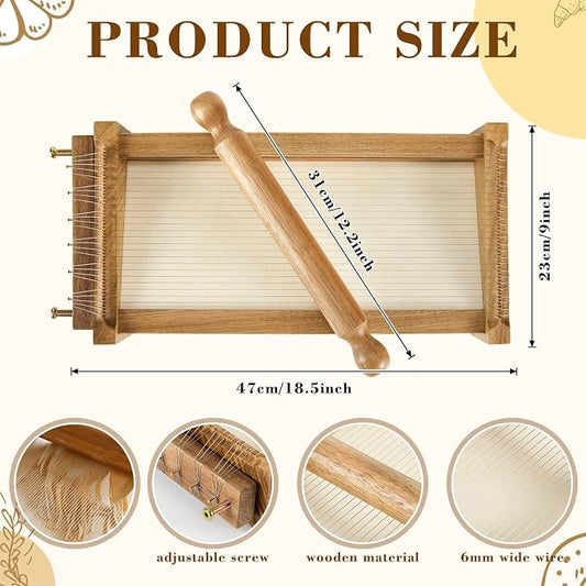 SiliFine Chitarra Cutter Italian Pasta with Rolling Pin Guitar Board Making Tool Pasta Machine for Spaghetti, Lasagna (Wood Color,Acacia Wood)