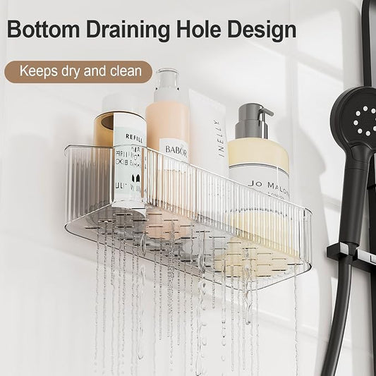 ZEXALOR Wall Mount Organizer for Kicthen, Bathroom, Dresser, Office, Pantry Storage and Organization - Clear Long Wall Basket Storage, Cabinet Door Organizer (9.4×3.9×2.7")