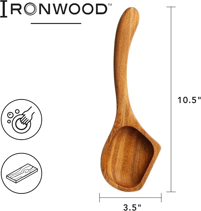 Ironwood Gourmet Acacia Wood Spoon For Cooking, 10.5" Skillet Spoon