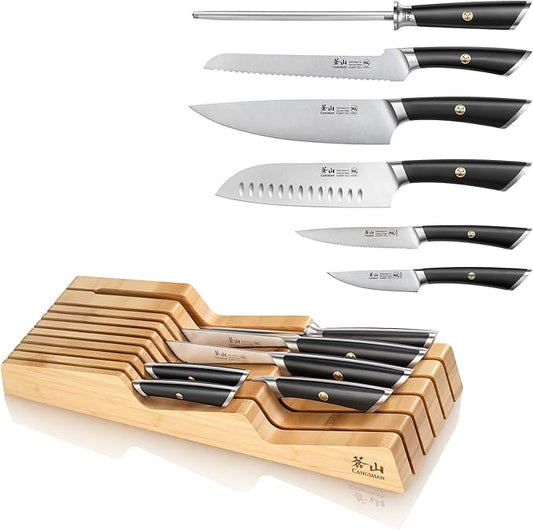 Cangshan ELBERT Series German Steel Forged 7-Piece In-Drawer Set, Bamboo (Black)