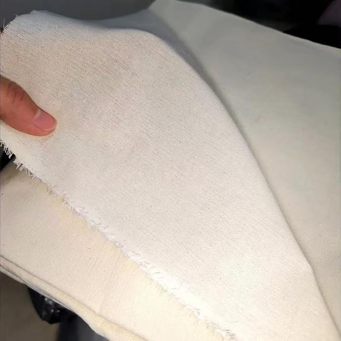 100% Cotton Muslin Fabric 63 Inch*2 Yards Muslin Linen Fabric by The Yard, Thick Draping Fabrics Suitable Material for Sewing DIY Making Supplies Quilting Patchwork(Bleached, 2 Yard)