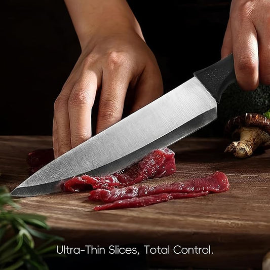 Knife set, 7-piece high-end kitchen knife set, with universal knife holder, rust proof and non stick high carbon stainless steel kitchen special sharp chef knife, can be placed in dishwasher