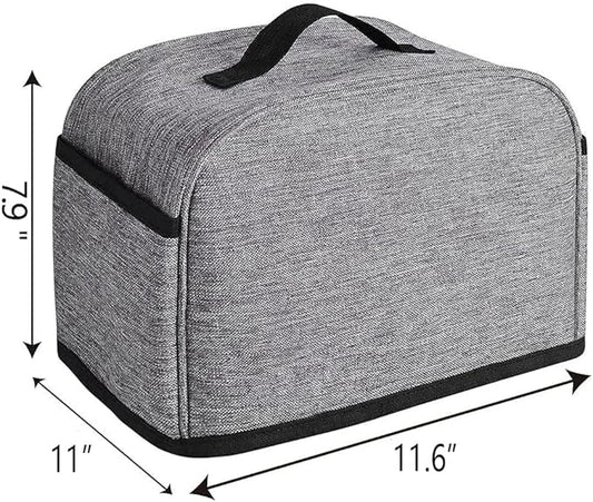Toaster Cover 4 Slice with Storage Pockets, Toaster Dust Cover, Washable & Waterproof (Grey)