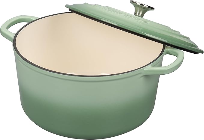 VORRINGARD Enameled Cast Iron Dutch Oven Pot with Lid, for Sourdough Bread Baking, Round Dutch Ovens, 6 Quart, Green