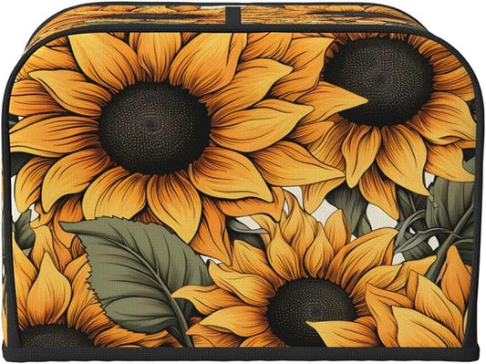 Sunflower Pattern 4 Slice Toaster Cover Wide Slot Dustproof Bread Maker Cover Fingerprint Bakeware Protection Kitchen Appliance Cover Toaster Bag