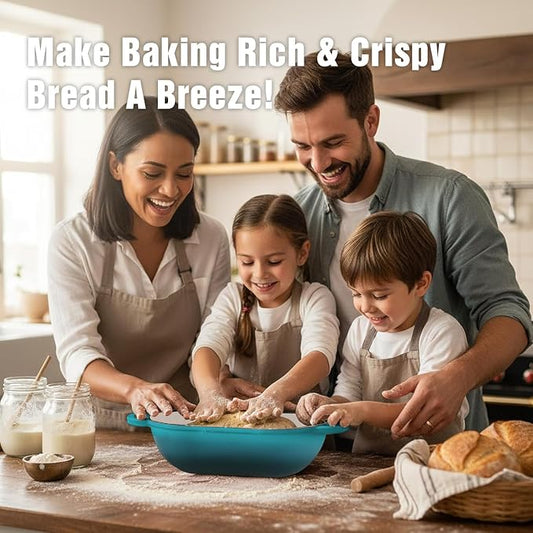 Enameled Cast Iron Sourdough Bread Oven, 2.5 QT Loaf Cast Iron Bread Pan with Lid, Oval Dutch Oven for Homemade Bread Baking, Meatloaf Pan with Lid (Blue-green)