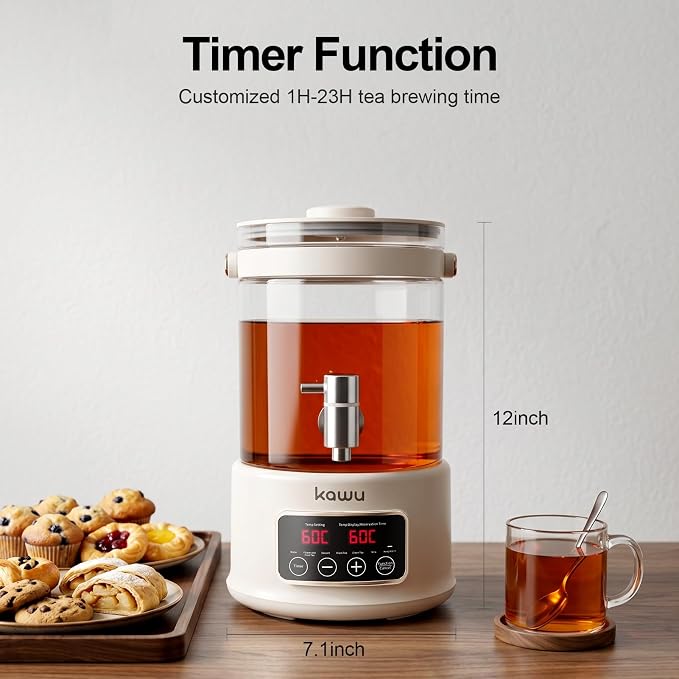 Kawu Electric Kettle, 7-in-1 Hot Water Dispenser Health Pot for Tea Coffee, 2.5L Glass Tea Kettle with Temperature Control, 24H Keep Warm, BPA Free, Water Warmer for Home Office Kitchen