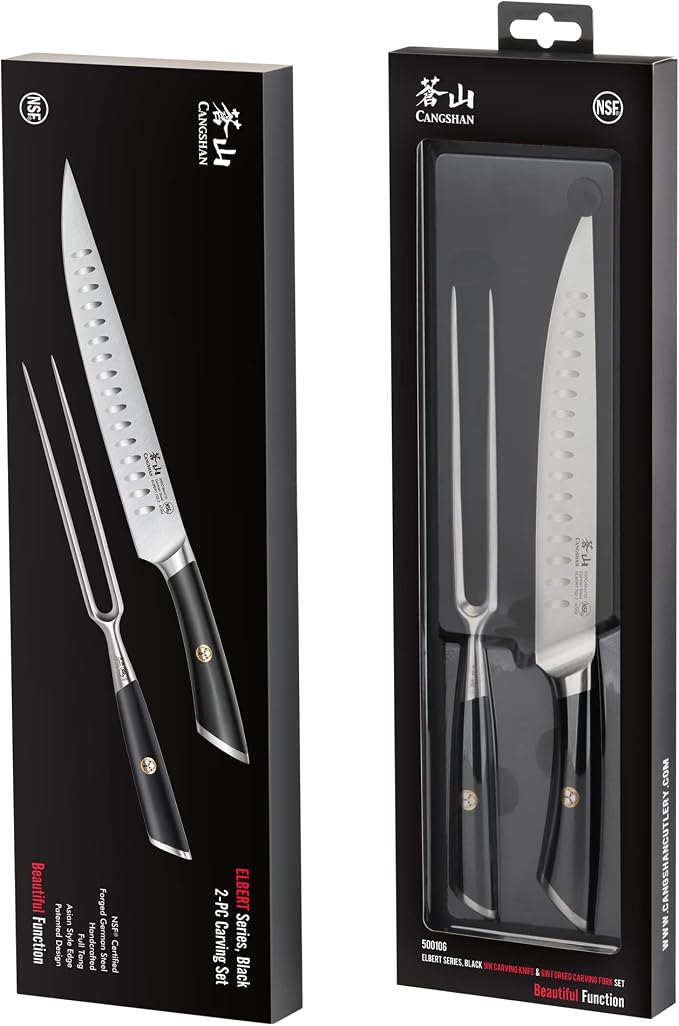 Cangshan ELBERT Series German Steel Forged 2-Piece Carving Set (Black)