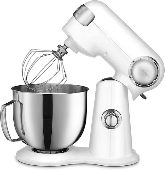 Cuisinart SM-50FR 5.5-Quart Stand Mixer, Brushed Chrome, White (Renewed)