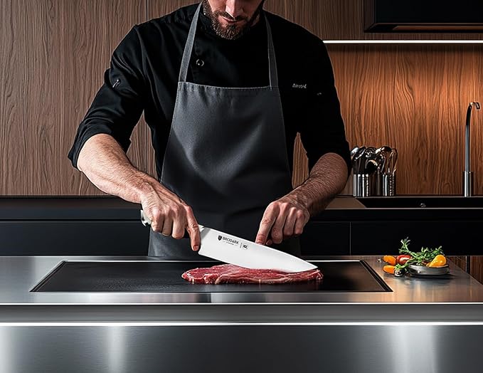 BRODARK Kitchen Knife Sets with Block and Built-in Sharpener - Ultra Sharp15 Pcs Full Tang Professional Chef Knife Set, High Carbon Super Stainless Steel Cutlery Set, Gift for men women, Ivory Series