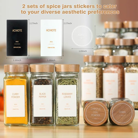 Spice Jars with Label,4oz Seasoning Containers, Glass Spice Bottles with Shaker Lids,Funnel, Chalk Pen (36)