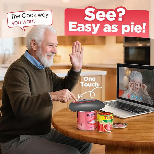 One Touch Electric Can Opener Fits Almost All Can Sizes for Seniors with Arthritis, Hand Held Battery Operated Can Opener with Smooth Edge, Food Safe Kitchen Gadgets Automatic Can Opener for Kitchen