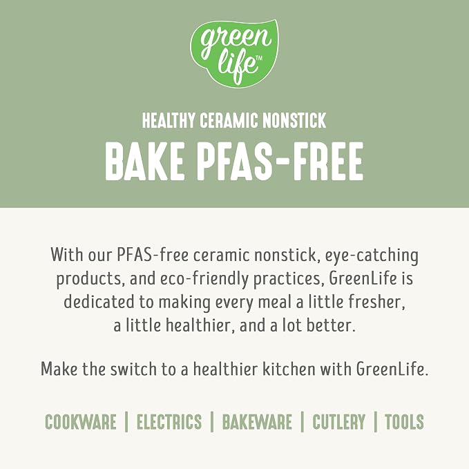 GreenLife 6 Piece Nonstick Bakeware Set, Non-Toxic PFAS-Free Ceramic Oven Pans, Dishwasher & Oven Safe to 450°F, Easy Release Baking Sheet, Loaf Pan, Rectangle & Round Cake, Muffin Pan, Sage